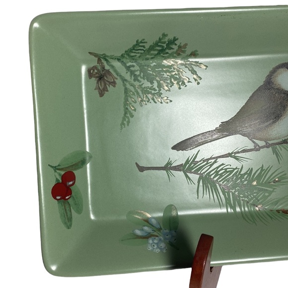 NWOT PFALTZGRAFF Winterwood Green Ceramic Bread Tray - Picture 2 of 4